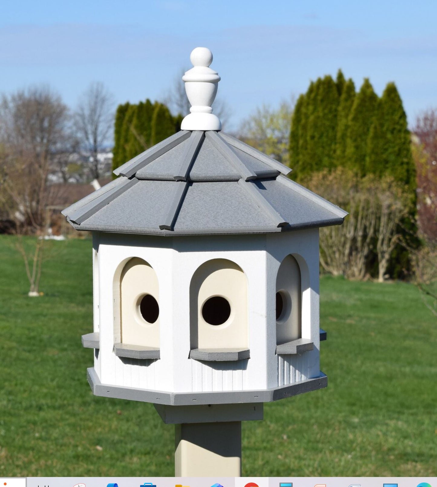 Two small gazebo birdhouse with custom post mount  7 1/4 x 8 3/4.
