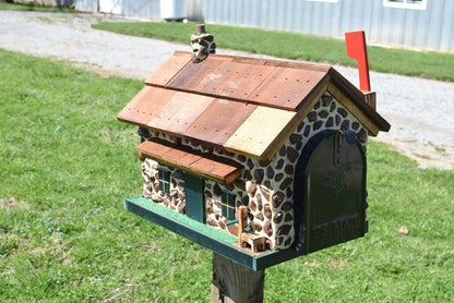 stone house mailbox green