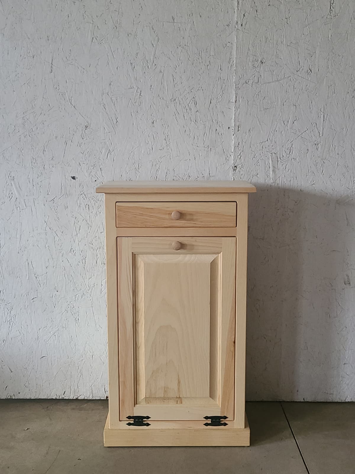 unfinished trash bin with trim 
