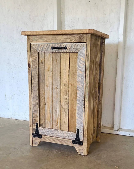 unfinished reclaimed trash bin wood door