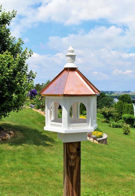 vinyl and copper roof bird feeder