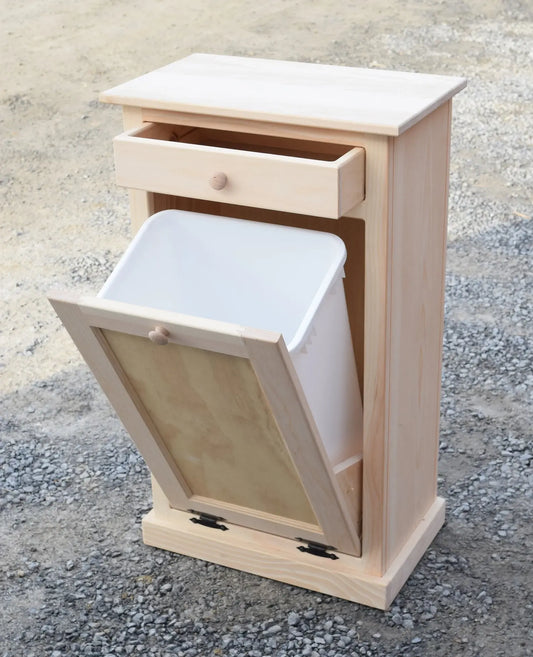 xl unfinished trash bin with shaker door and trim