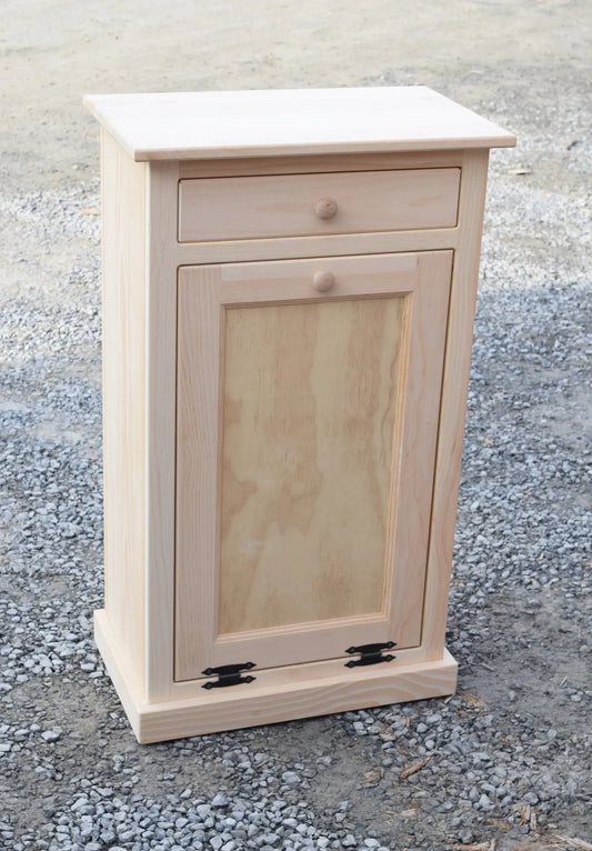 xl unfinished shaker door trash bin with trim