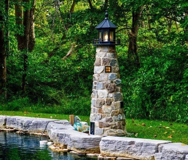 Amish handmade stone garden lighthouse