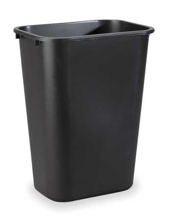 black plastic trash can