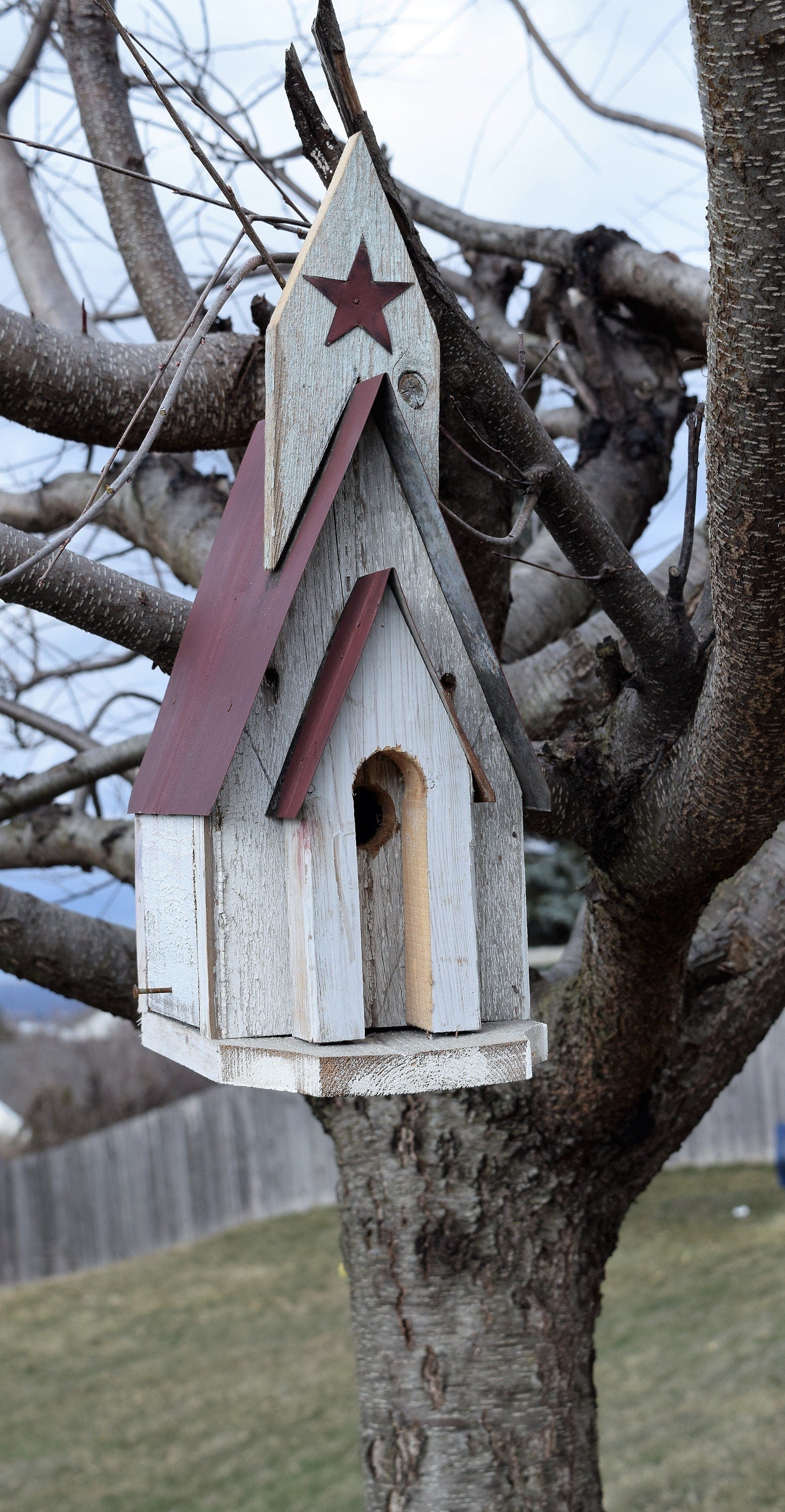 church birdhouse red