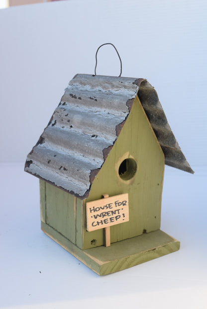 green wren house for wrent cheep birdhouse