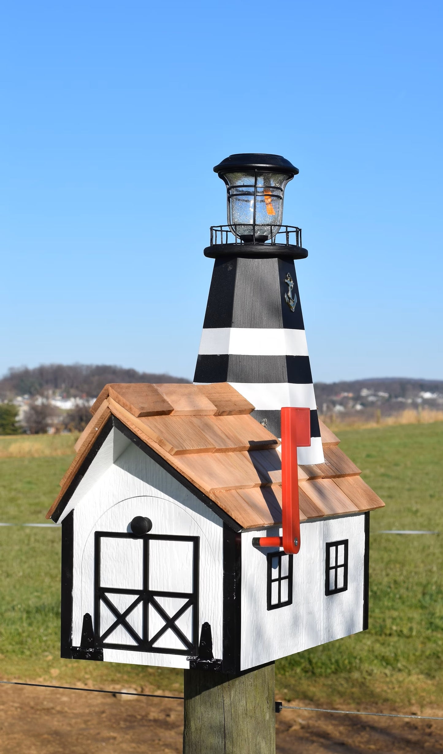Lighthouse Mailbox with Solar Light | Multiple colors