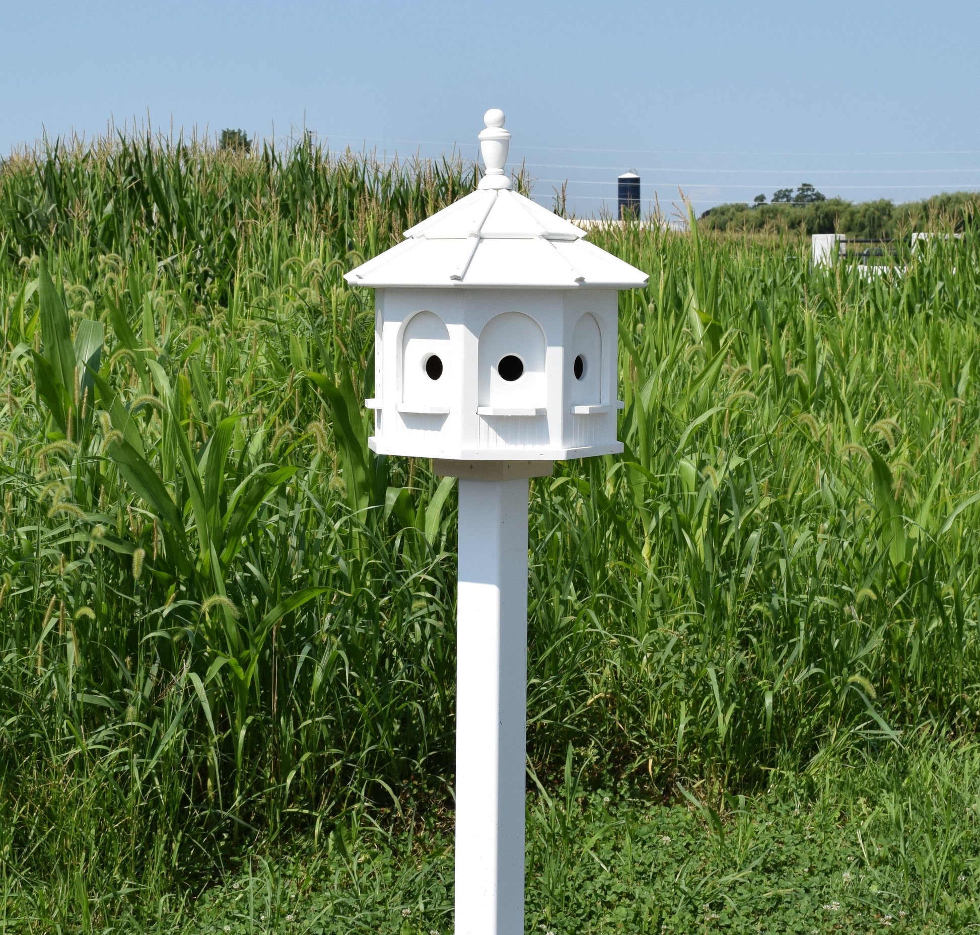 large poly bird house white and white