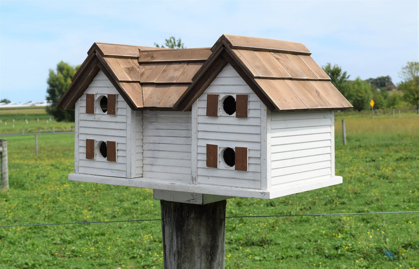 Reclaimed Double Cottage Bird House | Multiple Colors
