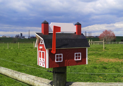 Amish Barn Mailbox With Nameplate | Multiple Colors