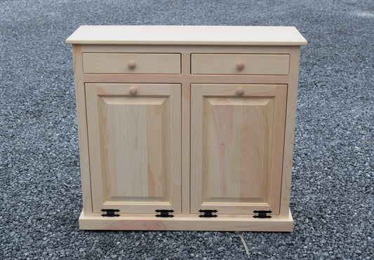 Unfinished Double Trash Bin with trim