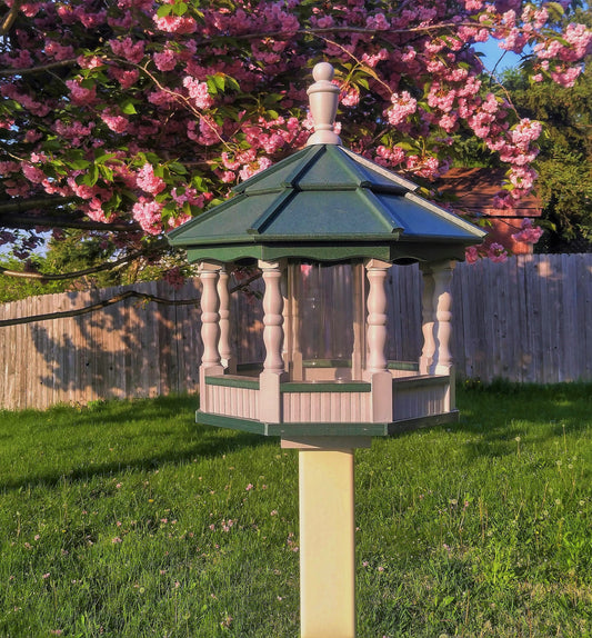 LARGE Poly Spindle bird feeder | Gazebo | Made in USA | Amish handmade | Clay & Green