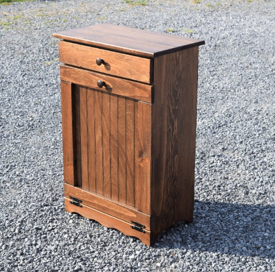 primitive modern walnut standard door trash bin