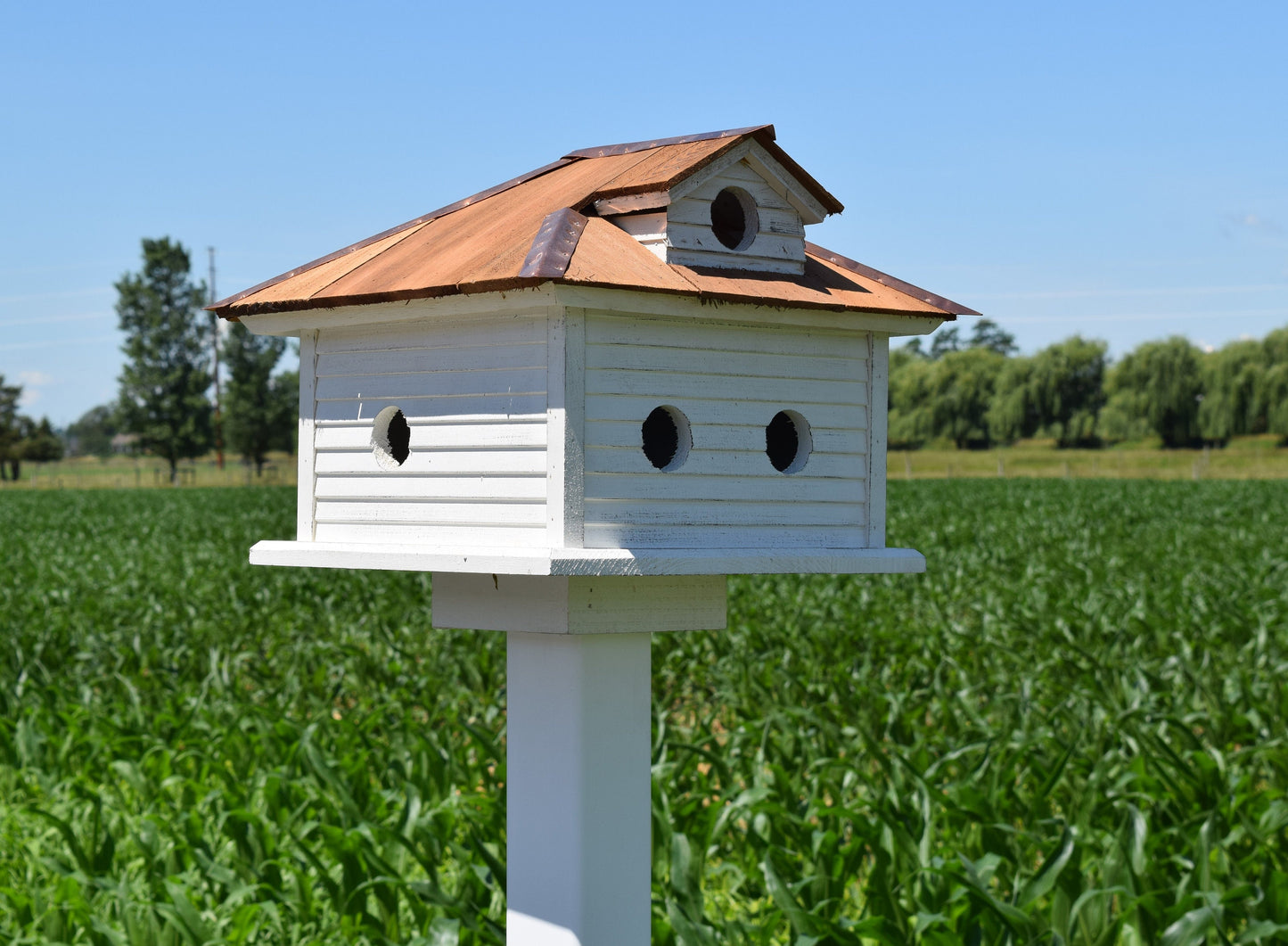 reclaimed martin birdhouse with copper strip