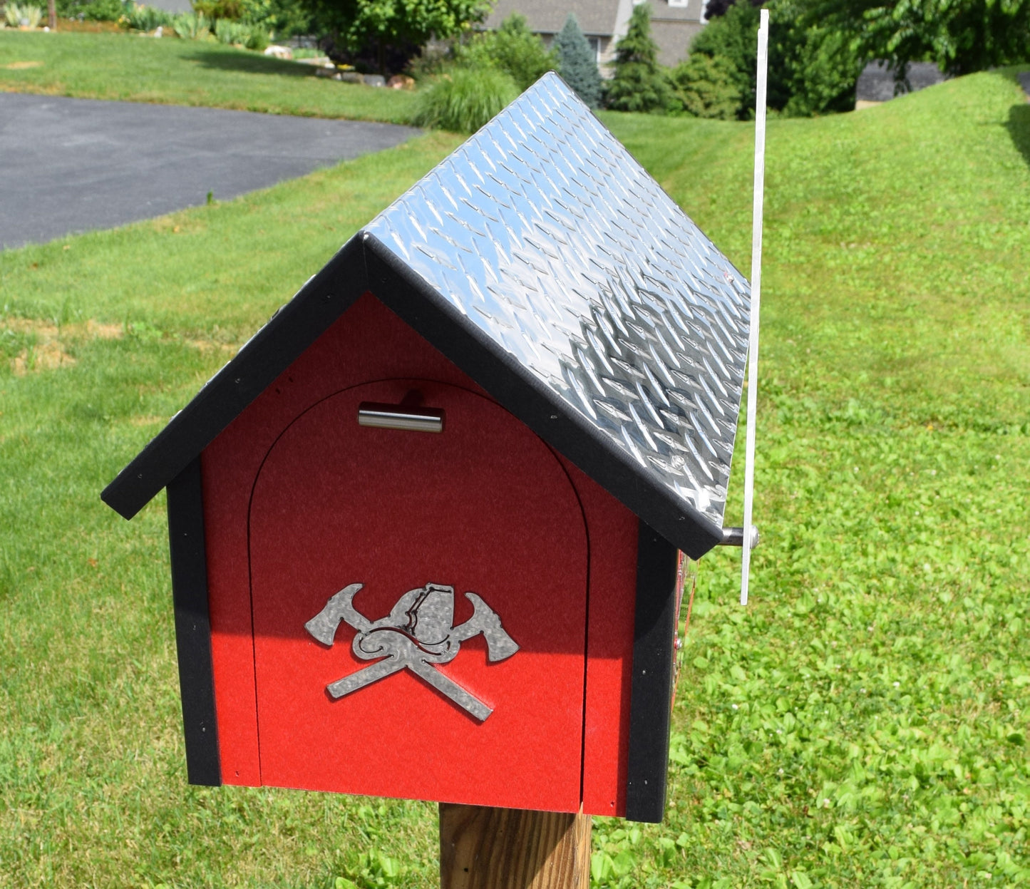 red fireman mailbox