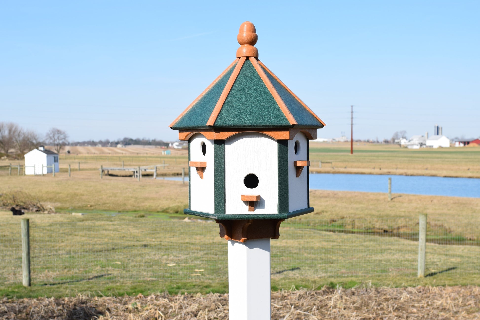 white green and cedar gazebo birdhouse